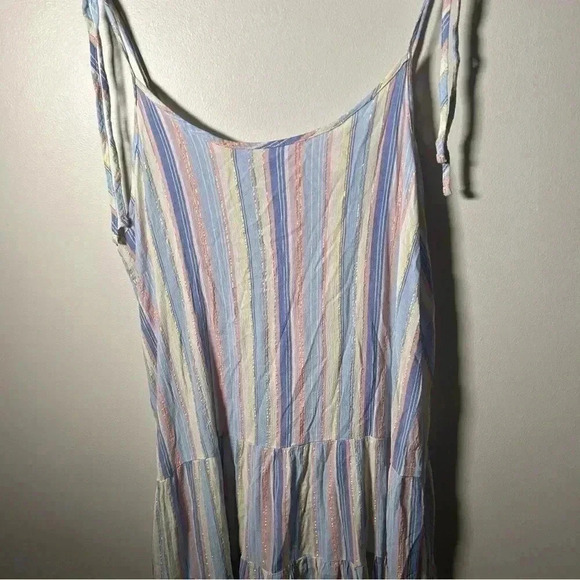 NWT Joe Fresh Tie Shoulder Rainbow Stripe Dress M - Picture 4 of 9